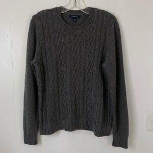 Charcoal Gray LANDS END Cable Knit Sweater M 10 - 12